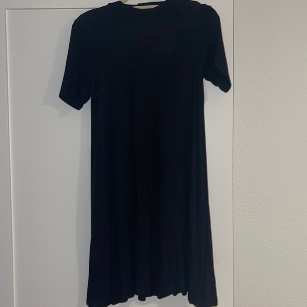 Black micro ribbed skater dress